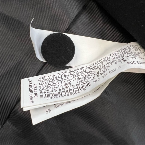 NWT Zara Woman Black Double Breasted Blazer Jacket Wool Blend Size XS - Picture 9 of 15